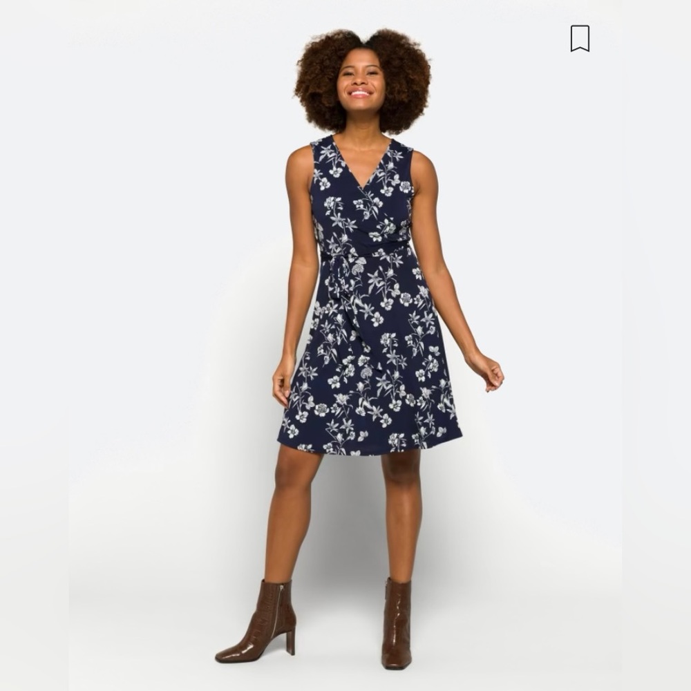 EUC 41 Hawthorn Kassidy Faux Wrap Dress - Navy | L
